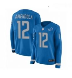 Womens Detroit Lions 12 Danny Amendola Limited Blue Therma Long Sleeve Football Jersey