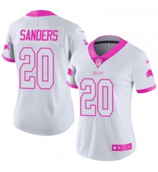 Womens Nike Detroit Lions 20 Barry Sanders Limited WhitePink Rush Fashion NFL Jersey