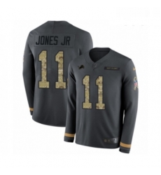 Youth Nike Detroit Lions 11 Marvin Jones Jr Limited Black Salute to Service Therma Long Sleeve NFL Jersey