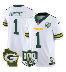 Men Green Bay Packers 1 Micah Parsons White 2026 F U S E 100th Season Home Patch Stitched Football Jersey Men Green Bay Packers 1 Micah Parsons White 2026 F U S E 100th Season Home Patch Stitched Football Jersey