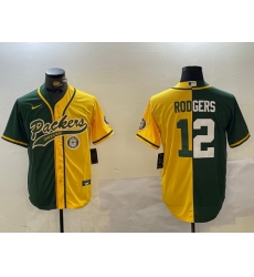 Men Green Bay Packers 12 Aaron Rodgers Green Cool Base Stitched Baseball Jersey 6