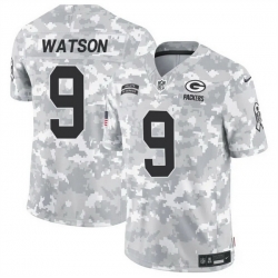 Men Green Bay Packers 9 Christian Watson 2024 F U S E Arctic Camo Salute To Service Limited Stitched Football Jersey