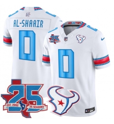 Men Houston Texans 0 Azeez Al Shaair White 2026 25th Anniversary Patch F U S E  HOUSTON US Rivalries Collection Limited Stitched Football Jersey