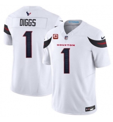 Men Houston Texans 1 Stefon Diggs White 2024 Vapor F U S E  With 4 Star C Patch Limited Stitched Jersey