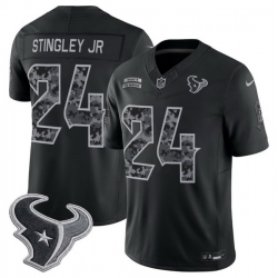 Men Houston Texans  24 Derek Stingley Jr  Black F U S E  2026 Salute to Service Limited Stitched Football Jersey