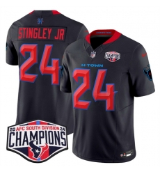 Men Houston Texans 24 Derek Stingley Jr  Navy 2nd Alternate F U S E  2024 AFC South Division Champions Vapor Limited Stitched Football Jersey