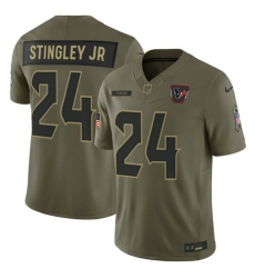 Men Houston Texans 24 Derek Stingley Jr  Olive 2025 F U S E  Salute to Service Limited Stitched Football Jersey