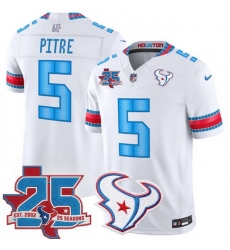 Men Houston Texans 5 Jalen Pitre White 2026 25th Anniversary Patch F U S E HOUSTON US Rivalries Collection Limited Stitched Football Jersey Men Houston Texans 5 Jalen Pitre White 2026 25th Anniversary Patch F U S E HOUSTON US Rivalries Collection Limited Stitched Football Jersey