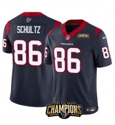 Men Houston Texans 86 Dalton Schultz Navy 2023 F U S E  AFC South Champions Patch Vapor Untouchable Limited Stitched Football Jersey