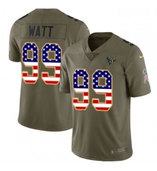 Men Nike Houston Texans 99 JJ Watt Limited OliveUSA Flag 2017 Salute to Service NFL Jersey