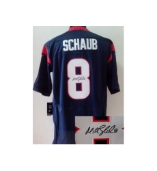 Nike Houston Texans 8 Matt Schaub Blue Signed Elite NFL Jersey