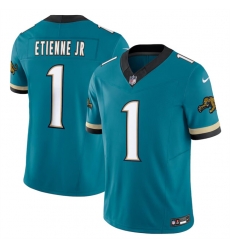 Men Jacksonville Jaguars 1 Travis Etienne JR Teal 2024 F U S E  Prowler Throwback Vapor Limited Stitched Football Jersey