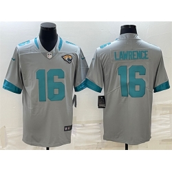 Men Jacksonville Jaguars 16 Trevor Lawrence Silver Stitched Jersey