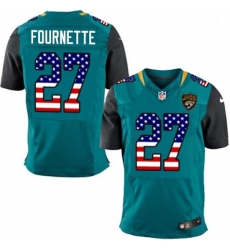 Men Nike Jacksonville Jaguars 27 Leonard Fournette Elite Teal Green Home USA Flag Fashion NFL Jersey