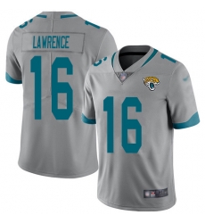 Nike Jacksonville Jaguars 16 Trevor Lawrence Silver Men Stitched NFL Limited Inverted Legend Jersey