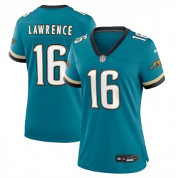 Women Jacksonville Jaguars 16 Trevor Lawrence Teal 2024 Prowler Throwback Vapor Limited Stitched Football Jersey