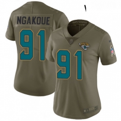 Womens Nike Jacksonville Jaguars 91 Yannick Ngakoue Limited Olive 2017 Salute to Service NFL Jersey