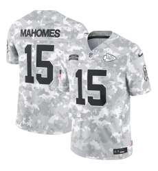 Men Kansas City Chiefs 15 Patrick Mahomes 2024 Arctic Camo Salute To Service Limited Stitched Football Jersey