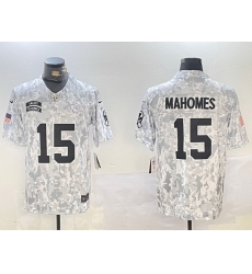 Men Kansas City Chiefs  15 Patrick Mahomes 2024 F U S E Arctic Camo Salute To Service Limited Stitched Football Jersey