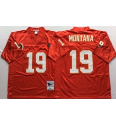 Men Kansas City Chiefs 19 Joe Montana Red M&N Throwback Jersey