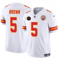 Men   Kansas City Chiefs 5 Hollywood Brown White 2025 F U S E  John Madden Patch Vapor Untouchable Limited Stitched Football Jersey