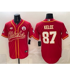 Men Kansas City Chiefs 87 Travis Kelce Red With NKH Patch Cool Base Stitched Baseball Jersey Men Kansas City Chiefs 87 Travis Kelce Red With NKH Patch Cool Base Stitched Baseball Jersey