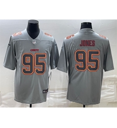 Men Kansas City Chiefs 95 Chris Jones Gray Atmosphere Fashion Stitched Jersey