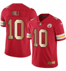 Men Nike Kansas City Chiefs 10 Tyreek Hill Limited RedGold Rush NFL Jersey