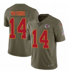 Men Nike Kansas City Chiefs 14 Sammy Watkins Limited Olive 2017 Salute to Service NFL Jersey