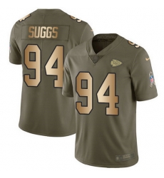 Nike Chiefs 94 Terrell Suggs Olive Gold Men Stitched NFL Limited 2017 Salute To Service Jersey