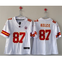 Women Kansas City Chiefs 87 Travis Kelce White 2023 F U S E  Vapor Untouchable Limited Stitched Jersey 