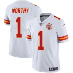 Youth Kansas City Chiefs 1 Xavier Worthy White Vapor Untouchable Limited Stitched Football Jersey