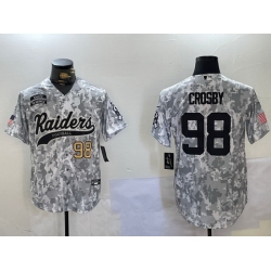 Men Las Vegas Raiders 98 Maxx Crosby 2024 Arctic Camo Salute To Service Stitched Baseball Jersey 1