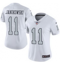 Nike Raiders #11 Sebastian Janikowski White Womens Stitched NFL Limited Rush Jersey