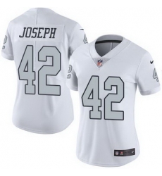 Nike Raiders #42 Karl Joseph White Womens Stitched NFL Limited Rush Jersey