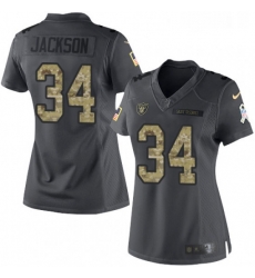 Womens Nike Oakland Raiders 34 Bo Jackson Limited Black 2016 Salute to Service NFL Jersey