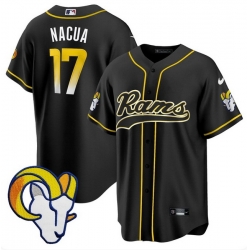 Men Los Angeles Rams  17 Davante Adams Black Stitched Baseball Jersey