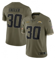 Men Los Angeles Chargers 30 Austin Ekeler Olive 2022 Salute To Service Limited Stitched Jersey