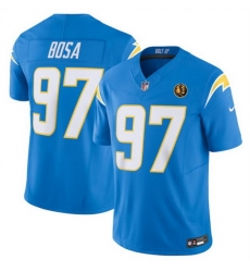 Men Los Angeles Chargers 97 Joey Bosa Light Blue 2023 F U S E  With John Madden Patch Vapor Limited Stitched Football Jersey