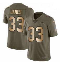 Men Nike Los Angeles Chargers 33 Derwin James Limited Olive Gold 2017 Salute to Service NFL Jersey