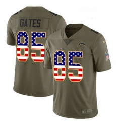 Men Nike Los Angeles Chargers 85 Antonio Gates Limited OliveUSA Flag 2017 Salute to Service NFL Jersey