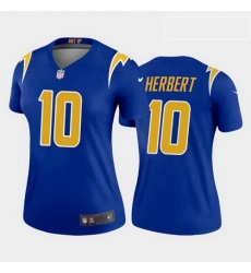 Women Nike Los Angeles Chargers 10 Justin Herbert Blue Alternate Vapor Limited Jersey