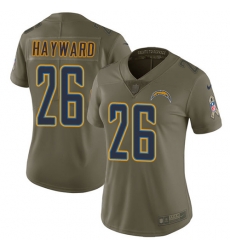 Womens Nike Chargers #26 Casey Hayward Olive  Stitched NFL Limited 2017 Salute to Service Jersey