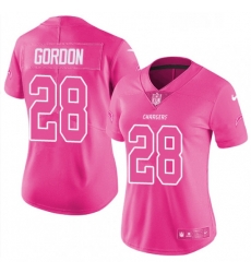 Womens Nike Los Angeles Chargers 28 Melvin Gordon Limited Pink Rush Fashion NFL Jersey