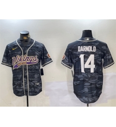 Men Minnesota Vikings 14 Sam Darnold Grey Camo Cool Base Stitched Baseball Jersey