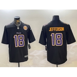 Men Minnesota Vikings 18 Justin Jefferson Black Vapor Untouchable Limited Stitched Jersey 2