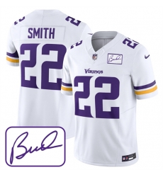 Men Minnesota Vikings 22 Harrison Smith White 2023 F U S E Bud Grant Patch Limited Stitched Jersey