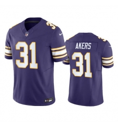 Men Minnesota Vikings 31 Cam Akers Purple 2023 F U S E  Vapor Throwback Limited Stitched Jersey