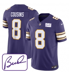 Men Minnesota Vikings 8 Kirk Cousins Purple 2023 F U S E Bud Grant Patch Limited Stitched Jersey