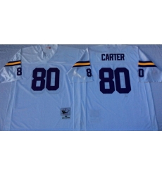 Men Minnesota Vikings 80 Cris Carter White M&N Throwback Jersey